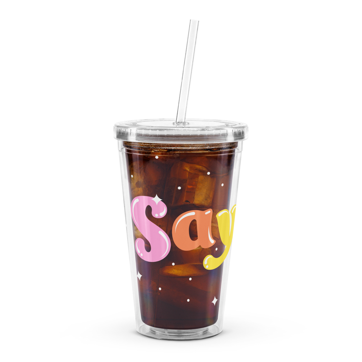 Say Gay Clear Plastic Tumbler